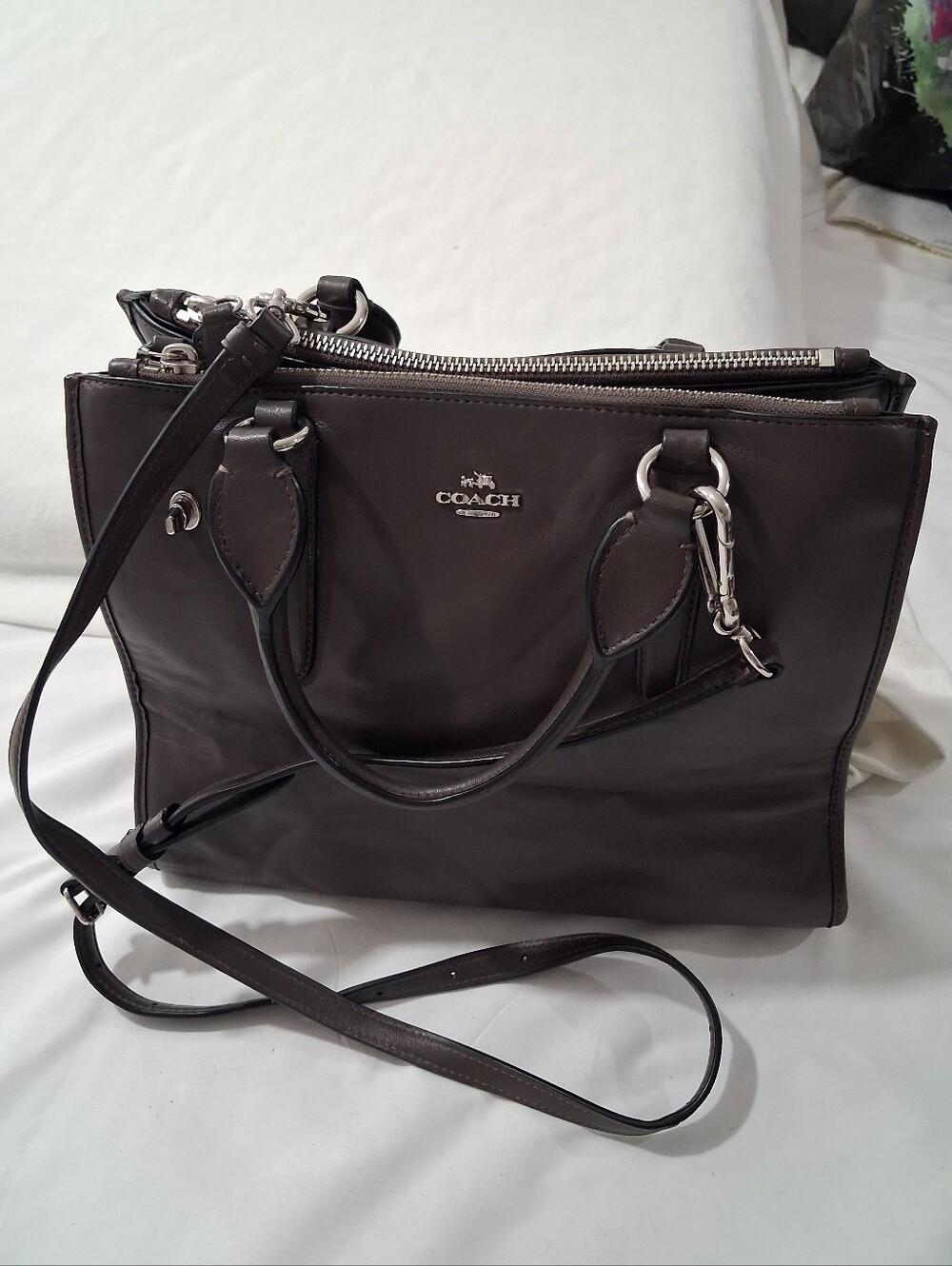 Coach Crosby Carryall  Brown Leather Crossbody Satchel with Top Handles